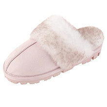 Load image into Gallery viewer, shoeslocker Womens Slippers Cozy Memory Foam Fluffy Plush Lined House Slippers Indoor Outdoor Shoes Pink Size 6
