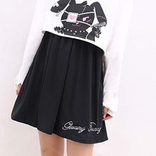 Load image into Gallery viewer, Cute Dress for Teens Girl Two Piece Set Bunny Prints Casual Cotton Dresses for Spring Autumn (M) Black White
