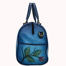 Load image into Gallery viewer, Anna by Anuschka womens Zip Around Satchel Handbag Genuine Leather, Lonesome Bird Denim, One Size US
