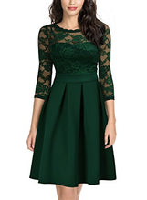 Load image into Gallery viewer, Miusol Women's Vintage Floral Lace 2/3 Sleeve Cocktail Party Swing Dress, Dark Green, Medium
