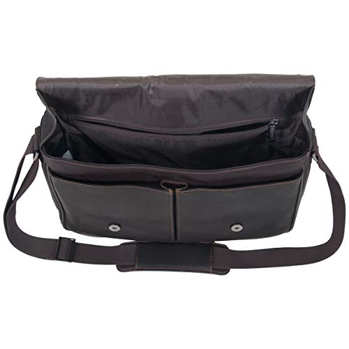 Load image into Gallery viewer, Kenneth Cole Reaction Risky Business Messenger Full-Grain Colombian Leather Crossbody Laptop Case & Tablet Day Bag, Dark Brown, One Size