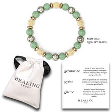 Load image into Gallery viewer, HEALING TRUST Citrine Crystal Bracelet with Aventurine Pyrite Hematite for Maximum Lucky Money Wealth, Prosperity, Goals Manifestation, Good Luck Feng Shui Wealth Bracelet. Authentic Gemstones Citrine Crystal Stone, Pyrite Crystal, Aventurine Crystal, Hem
