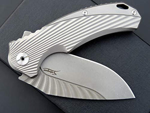 Eafengrow EF902 Folding Pocket Knife with High-Performance D2 Steel Blade; Titanium Alloy Handle Scales with Pocket clip; Frame Lock, for Camping Working Tactical Survival Military EDC Tool