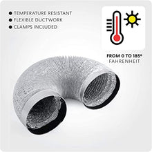 Load image into Gallery viewer, Cosmo 6 Inch 6 Foot Aluminum Flex Air Ventilation Duct, with Clamps
