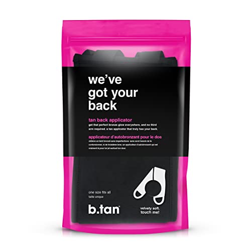 b.tan Back Lotion Applicator | We've Got Your Back Tan Self Tanner Mitt - for Moisturizers, Sunscreen, Oils & Self Tanning Mousses, Get Those Hard-to-Reach Places, Velvety Soft Material + Washable