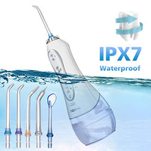 Load image into Gallery viewer, H2ofloss Water Flosser Portable Dental Oral Irrigator with 5 Modes, 6 Replaceable Jet Tips, Rechargeable Waterproof Teeth Cleaner for Home and Travel -300ml Detachable Reservoir (HF-6)
