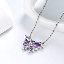 Load image into Gallery viewer, Aurora Tears 925 Sterling Silver Purple Butterfly Pendants Women Crystal Butterflies Jewelry Girls Cute Animal Necklace Dating Gift DP0013P
