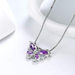 Aurora Tears 925 Sterling Silver Purple Butterfly Pendants Women Crystal Butterflies Jewelry Girls Cute Animal Necklace Dating Gift DP0013P