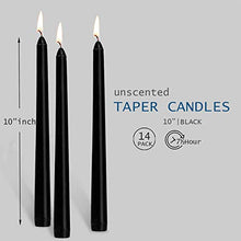 Load image into Gallery viewer, Tonsooze Black Taper Candles, 14 pcs Unscented Candles, 10 inch High, 3/4 inch Thick - 7.5 Hours Burning
