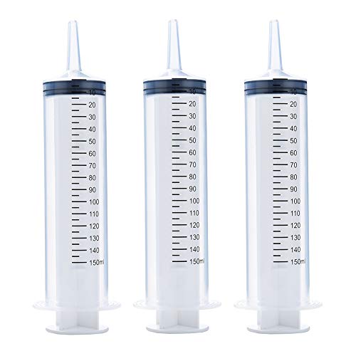 3 Pack 150ml Syringes, Large Plastic Garden Syringe for Scientific Labs, Watering, Refilling