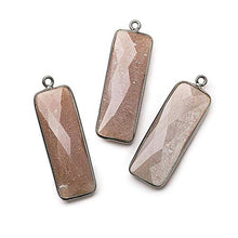 Load image into Gallery viewer, 31x11mm Black Gold Bezel Chocolate Moonstone Bar 1 Ring Pendant 1 Piece
