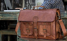 Load image into Gallery viewer, KPL 18 INCH Leather Briefcase Laptop Messenger bag best computer satchel Handmade Bags for men
