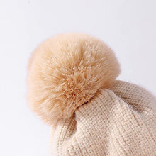 Load image into Gallery viewer, Tangjun Womens Winter Warm Beanie Knit Fur Lining Ear Flaps Cozy Cap Pompom Hat (Pink)
