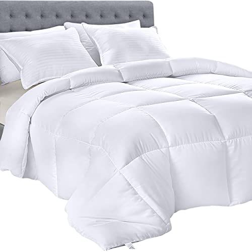 Utopia Bedding Down Alternative Comforter (Queen, White) - All Season Comforter - Plush Siliconized Fiberfill Duvet Insert - Box Stitched