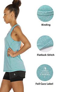 icyzone Workout Tank Tops for Women - Racerback Athletic Yoga Tops, Running Exercise Gym Shirts(Pack of 3)(S, Black/Granite/Green)