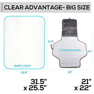 Portable Changing Pad for Home & Travel – Waterproof Reusable Extra Large Size 31.5"x25.5'' Baby Changing Mat with Reinforced Double Seams - Change Diaper On The Go - Unisex Boys&Girls