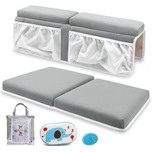 Load image into Gallery viewer, Bath Kneeler and Elbow Rest Set Baby Bath Kneeling Pad, Thick Non-Slip Bathing Kneeling Mat Cushion Quick Drying Bathtub Knee Mat with Arm Support and Pockets for Bathroom Bathing Comfort, Gray
