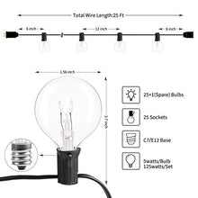 Load image into Gallery viewer, Brightown Outdoor String Lights-2 Pack 25Ft G40 Globe Patio Lights with 26 Edison Glass Bulbs(1 Spare), Waterproof Connectable Hanging Light for Backyard Porch Balcony Decor, E12 Socket Base, Black
