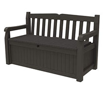 Load image into Gallery viewer, Keter Solana 70 Gallon Storage Bench Deck Box for Patio Furniture, Front Porch Decor and Outdoor Seating – Perfect to Store Garden Tools and Pool Toys, Brown
