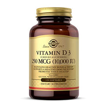 Load image into Gallery viewer, Solgar Vitamin D3 (Cholecalciferol) 250 MCG (10,000 IU), 120 Softgels - Helps Maintain Healthy Bones &amp; Teeth - Immune System Support - Non GMO, Gluten Free, Dairy Free - 120 Servings
