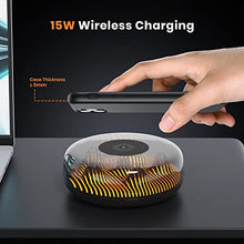 Load image into Gallery viewer, FTOYIN Night Light with Wireless Charge, Volcano Shape 15W Fast Wireless Charging Bedside Lamp Table Lamp for Gift Bedroom Nightstands Kids Room Living Room Office, Black
