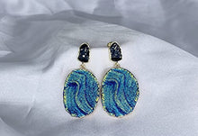 Load image into Gallery viewer, 14k Gold Plated Imitation Agate Acrylic Resin Earrings Starry Sky Dangle Earrings with Stud for Valentines/Mothers-Day, Birthday, Day,Women/Girl Gift
