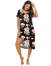 Load image into Gallery viewer, Ekouaer Women's Nightgown Sleepwear Short Sleeves Shirt Casual Sleepdress
