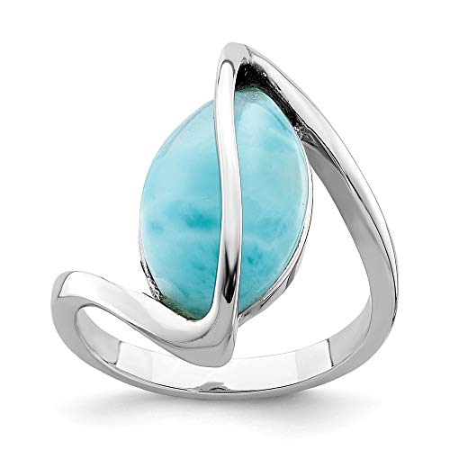 925 Sterling Silver Larimar Twisted Band Ring Size 6.00 Stone Fine Jewelry For Women Gifts For Her