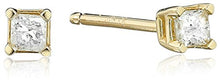 Load image into Gallery viewer, 10k Yellow Gold Princess Diamond Stud Earrings (1/10 cttw, J-K Color, I2-I3 Clarity)
