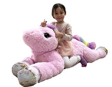 Load image into Gallery viewer, Goffa Jumbo Pink Unicorn Plush, Reversible Sequins, 51?
