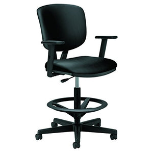 HON Volt Task Stool - Leather Office Stool for Standing Desk, Black (H5705)