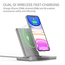 Load image into Gallery viewer, iOttie iON Wireless Duo 10W Stand + 10W Pad Qi-Certified Charger Compatible with iPhone and Samsung Galaxy | Includes Power Cable &amp; Adapter | Light Grey
