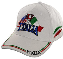 Load image into Gallery viewer, US/Italia Flags Embroidered White Baseball Cap – Colorful Italian Hat - Italy Collection of Italian Pride Products at PSILoveItaly
