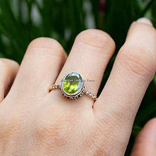 Load image into Gallery viewer, August Birthstone Rings-Green Gemstone Rings-Oval Shape Peridot Rings-925 Sterling Silver Rings For Womens-Wire Rings
