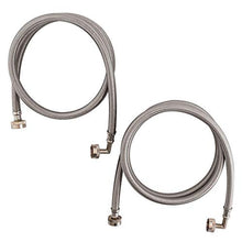 Load image into Gallery viewer, Eastman 41066 Stainless Steel Washing Machine Hose with Elbow, 6 Ft Length, Silver - 1 Pair
