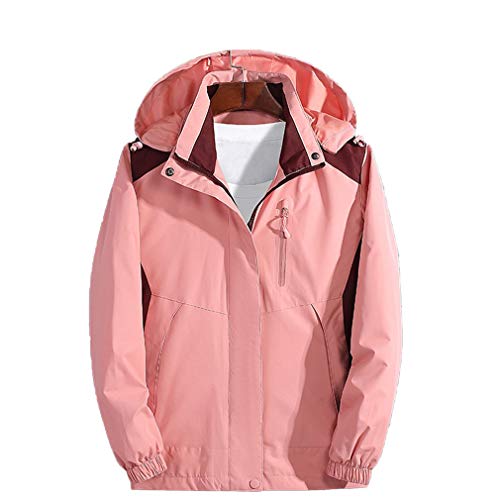 TZNZBGY Casual Windbreaker Waterproof Jacket Hoodie Hat Detachable Winter Jacket Women Hiking Outdoor Sport Coat Rain Jacket Wine 4XL