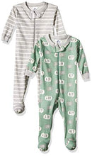 Load image into Gallery viewer, Gerber Baby Boys Organic 2 Pack Cotton Footed Unionsuit, 9 months, HEY STRIPE
