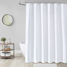 Load image into Gallery viewer, Dynamene White Fabric Shower Curtain， Waffle Weave Heavy Duty Hotel Luxury Cloth Shower Curtains for Bathroom, 72 Inch 256GSM Weighted Bath Curtain Set with 12 Plastic Hooks,72x72
