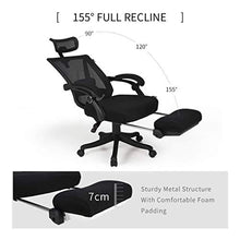 Load image into Gallery viewer, Hbada Reclining Office Desk Chair | Adjustable High Back Ergonomic Computer Mesh Recliner | Home Office Chairs with Footrest and Lumbar Support, Black
