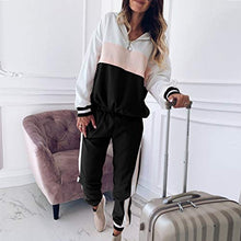 Load image into Gallery viewer, BXzhiri Women Outfits Tracksuit Sweatshirt Pants Sets Sport Long Sleeve Patchwork Wear Casual Suit Sets
