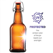 Load image into Gallery viewer, Amber Glass Swing Top Beer Bottles - 16 Ounce (12 Pack) Grolsch Bottles, with Flip-top Airtight Lid, for Carbonated Drinks, Kombucha, 2nd Fermentation, Water Kefir, UV Protection Brewing Bottle.
