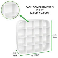 Load image into Gallery viewer, mDesign Plastic Wall Mount Display Organizer Holder - 16 Compartments - Protect, Store and Show Off Small Collectibles, Figurines, Shot Glasses, Nail Polish Colors, Spices - White
