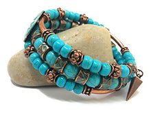 Load image into Gallery viewer, Blue Howlite Turquoise &amp; Copper Southwestern Tribal Jewelry for Men Women Bracelet
