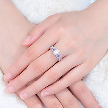 Load image into Gallery viewer, CiNily White Fire Opal Amethyst Women Jewelry Gemstone Silver Plated Ring Size 9

