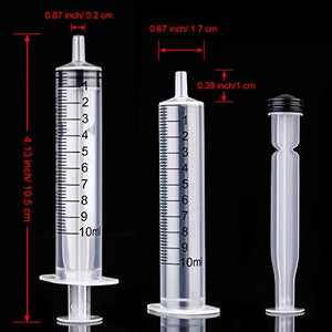 20 Packs Plastic Syringe with Measurement, Suitable for Measuring, Watering, Refilling (10 ml)