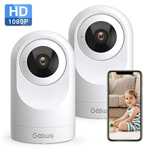 Security Camera Indoor, Goowls 1080P HD WiFi Camera Baby Camera Smart Home Wireless IP Camera for Pet/Dog/Nanny Monitor Pan/Tilt Night Vision Motion Detection 2-Way Audio Compatible with Alexa 2 Pack