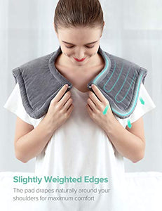 Large Heating Pad for Neck and Shoulders Pain Relief, Sable Heating Wrap for Neck with Auto Shut Off - 6 Temperature Settings