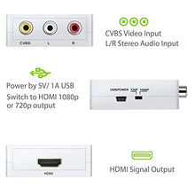Load image into Gallery viewer, RCA to HDMI Converter, AV to HDMI Converter Adapter, QGECEN Mini Composite CVBS Video Audio Converter Adapter for Camera DVD VHS VCR STB PSP Xbox PS2 WII Gamecube to New HDTV Monitor or Projector
