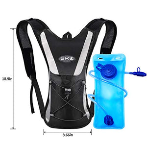 S.K.L Hydration Pack - Hydration Backpack with 2 Liter Water Bladder - Lightweight Water Backpack for Running Hiking Cycling Biking Climbing Camping