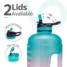 Load image into Gallery viewer, Venture Pal Large 1 Gallon Motivational Water Bottle with 2 Lids (Chug and Straw), Leakproof BPA Free Tritan Sports Water Jug with Time Marker to Ensure You Drink Enough Water Throughout The Day
